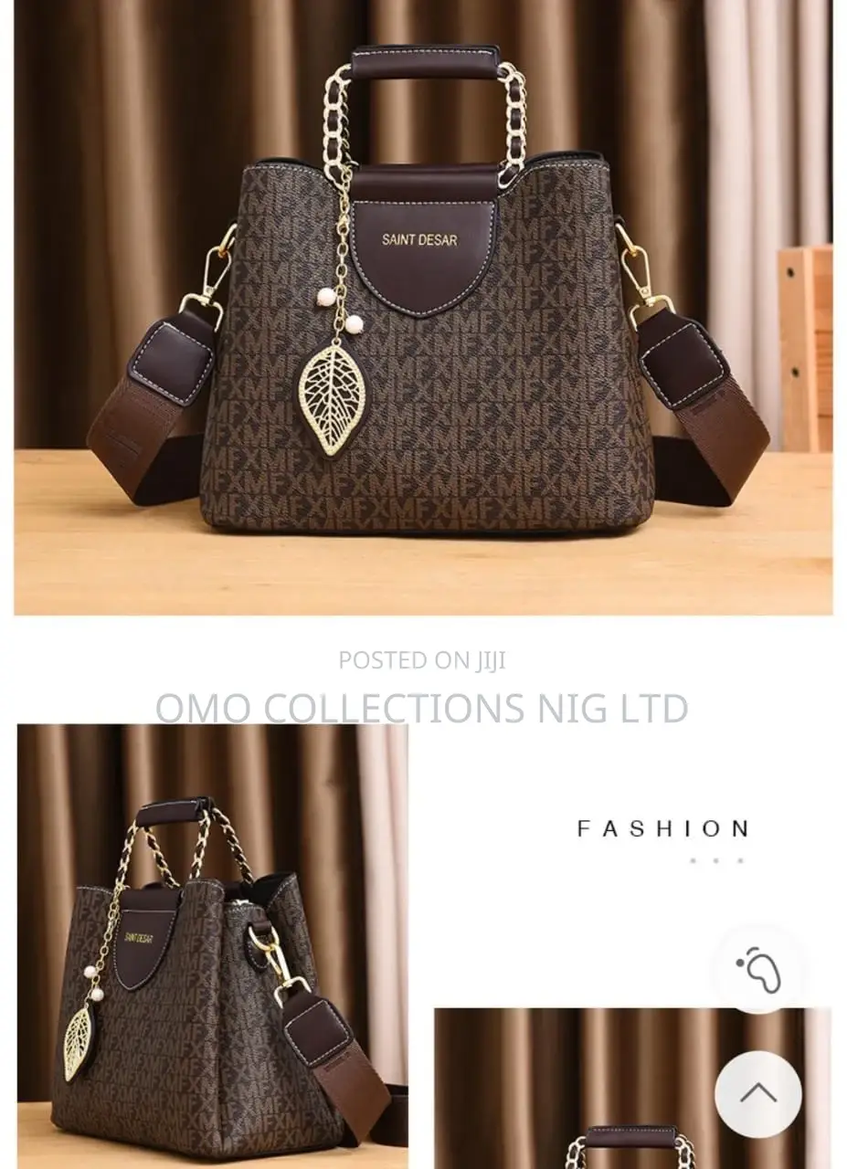 Luxury Classic Brown Ladies Handbag With Chain Handle and Strap