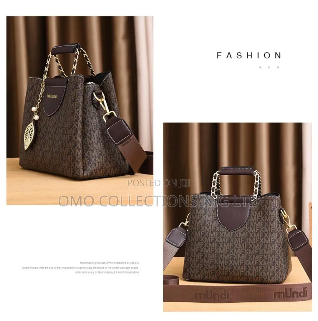 Luxury Classic Brown Ladies Handbag With Chain Handle and Strap