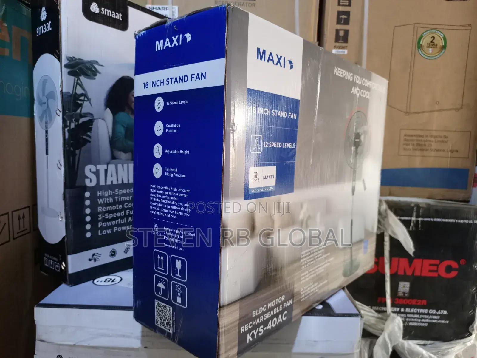Maxi Standing Rechargeable Fan 16′′ Black | Kys-40ac