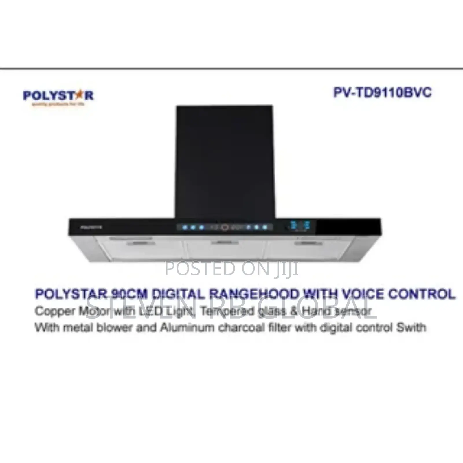 Polystar 90cm Digital Cooker Hood With Voice Control | Pv-Td9110bvc