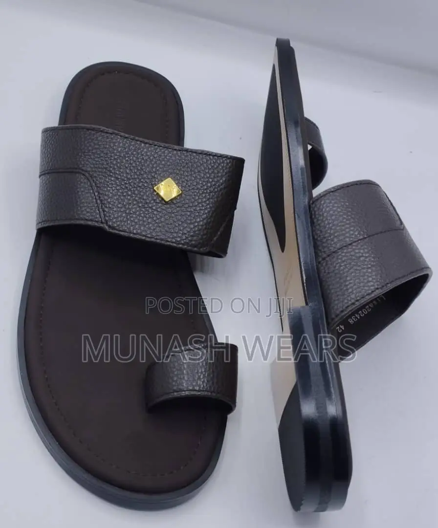 Italian Leather Slipers For Men Cross And Mix Design 40-46