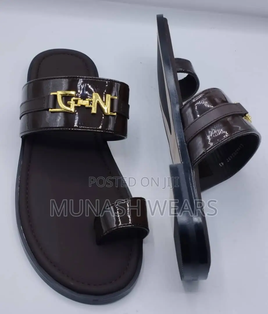 Italian Leather Slipers For Men Cross And Mix Design 40-46