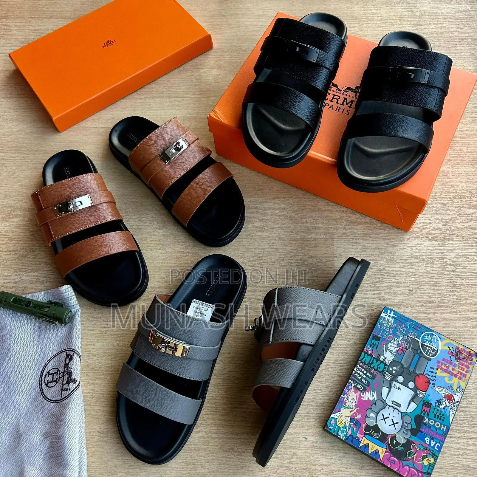Hermes Leather Slipers 40-46