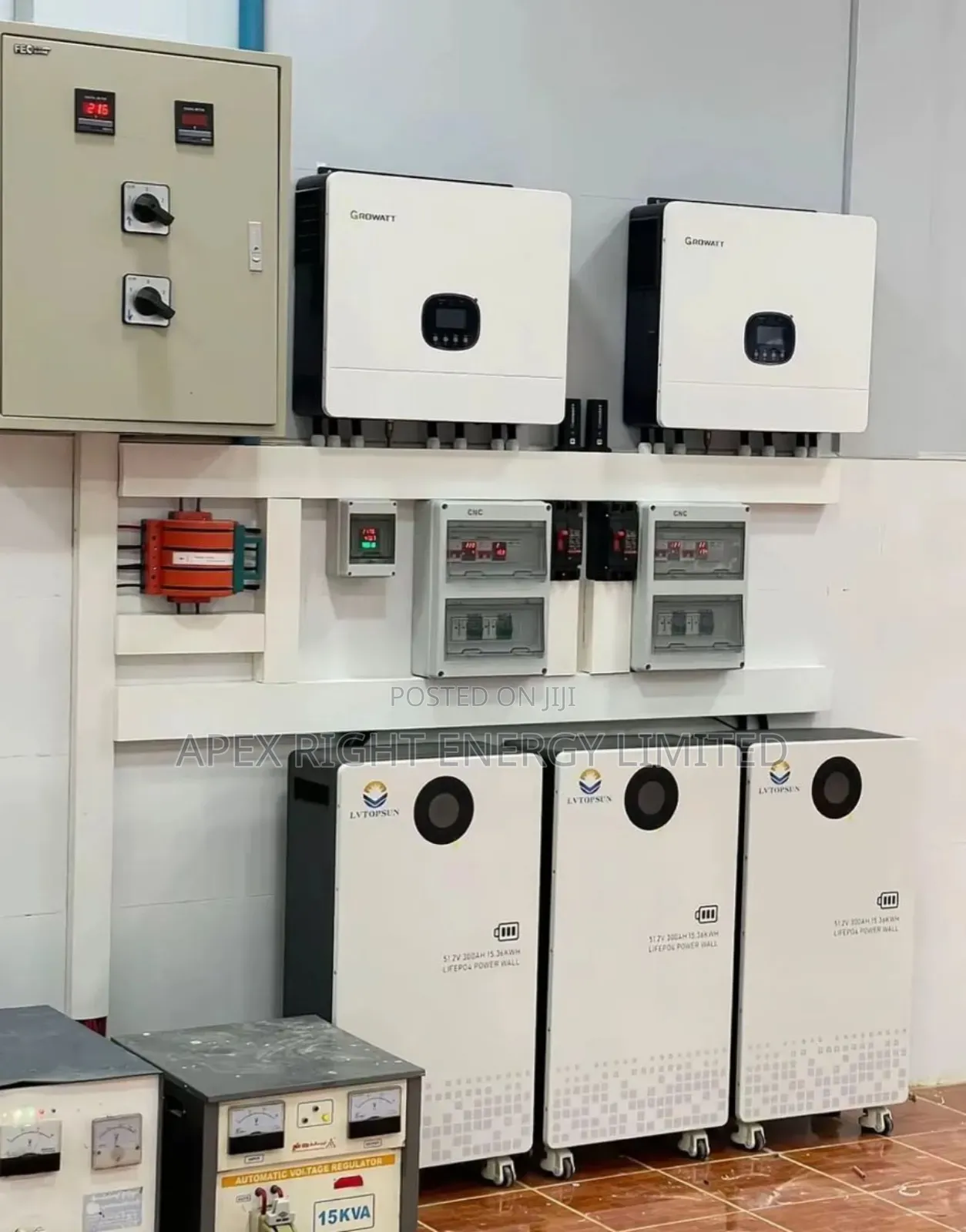 12kva Growatt Hybrid Setup/45kwh Lithium Lvtopsun/650watts Panel ×24pc