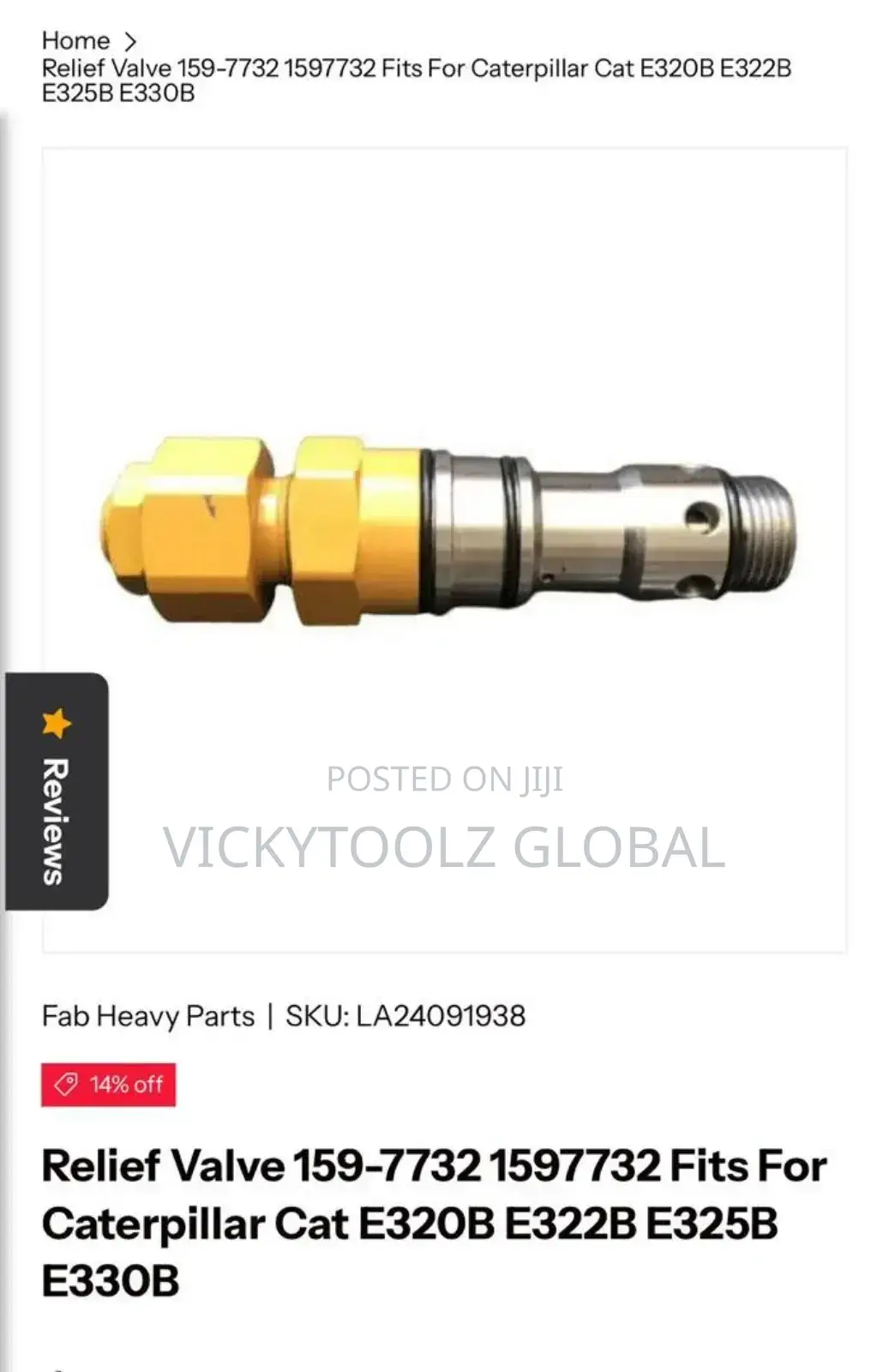 Cat 159-7732 Valve Gp -Relief For