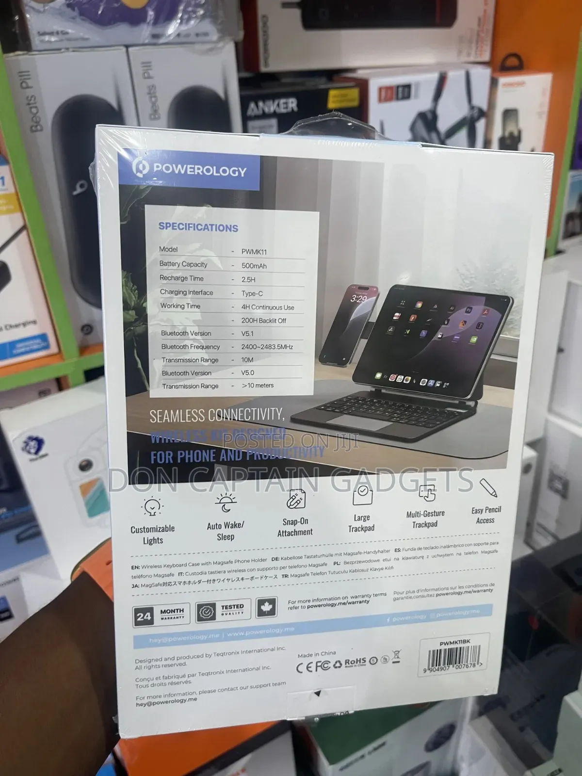 Powerology Dyna Wireless Keyboard M4 iPad Pro 11” With Magsafe Phone