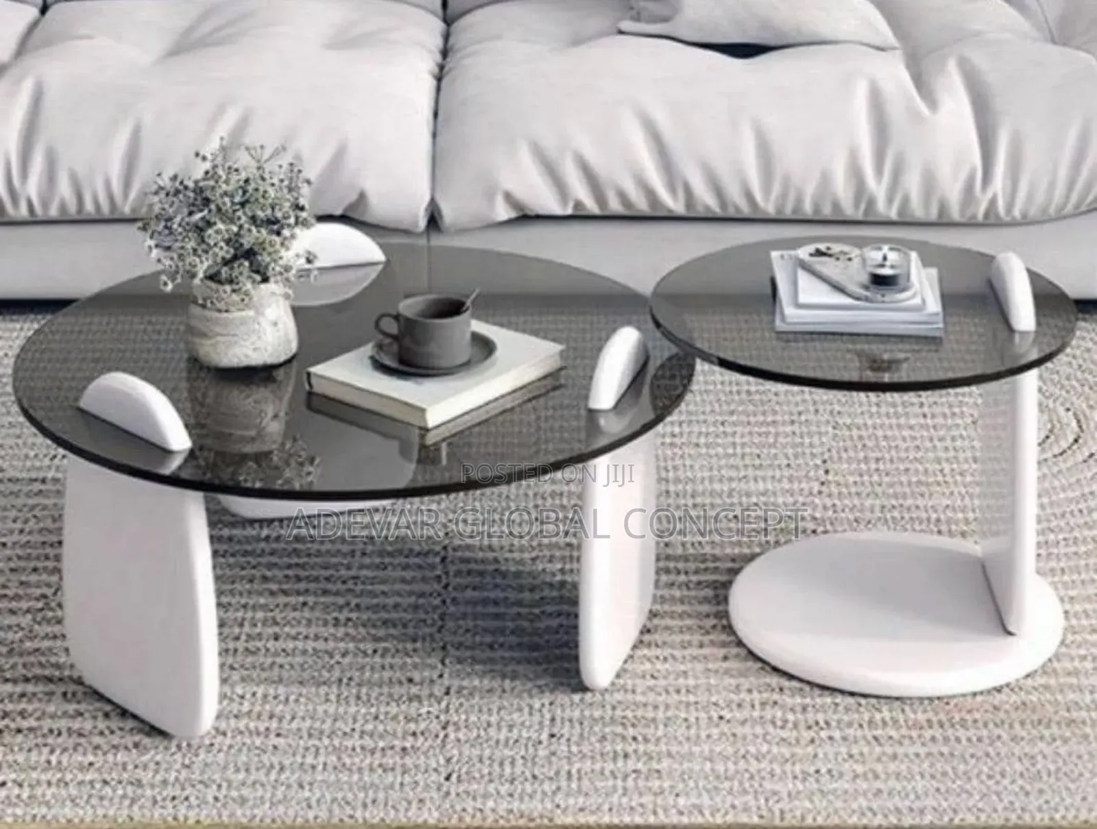 2 in 1 Modern Round Glass Center Table
- 80+50cm
