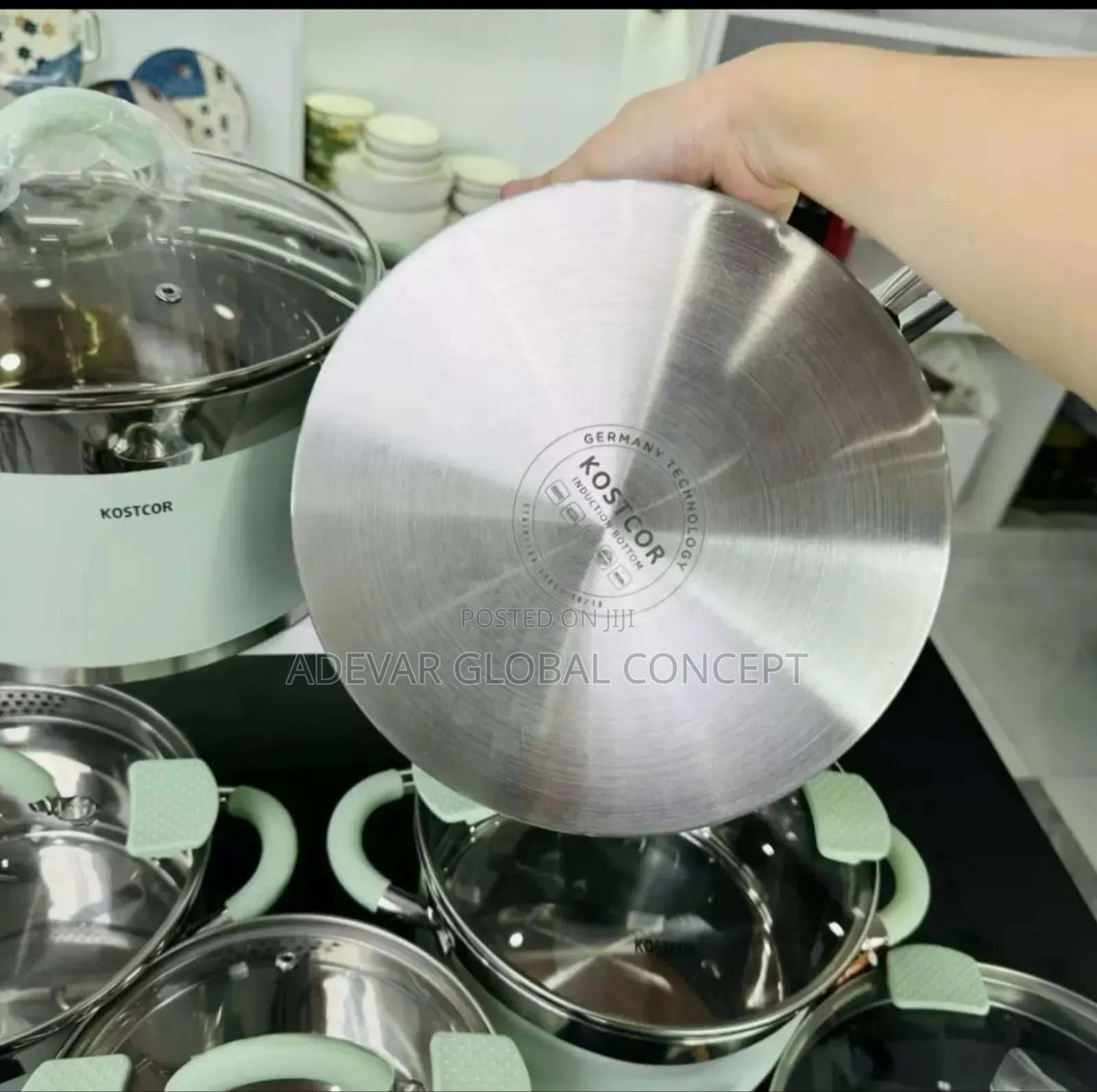 10pcs Kostcor Stainless Steel Cookware Pot Set With Silicone Handle