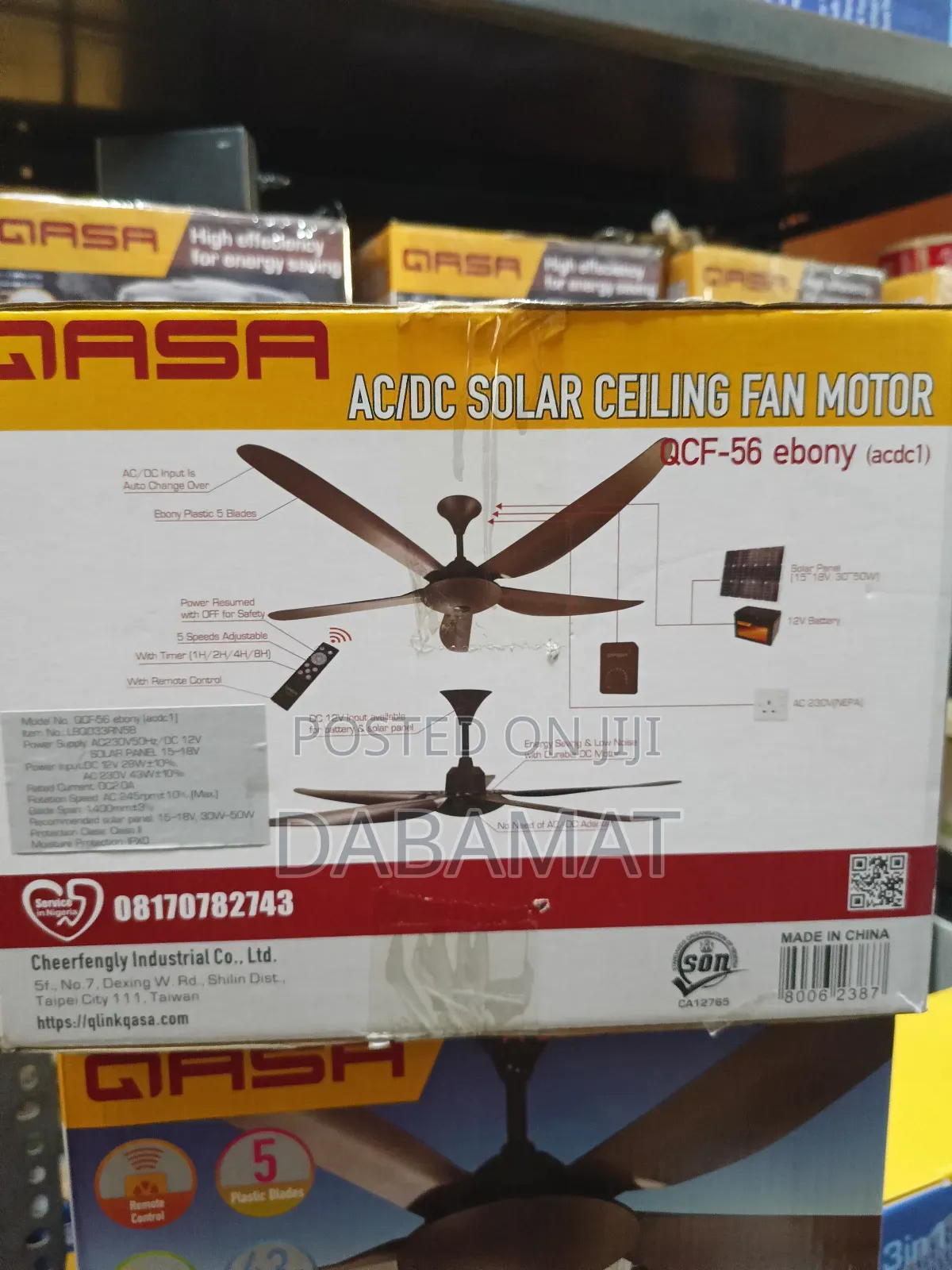 Qasa 56 Inches Ac/Dc Solar Capable Ceiling Fan