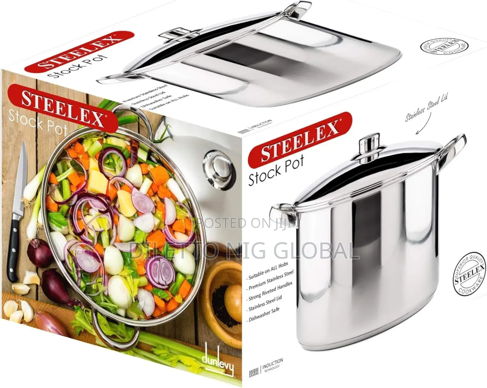 Stainless Steel Induction Stock Pot With Lid--Deep Casserole Cooker