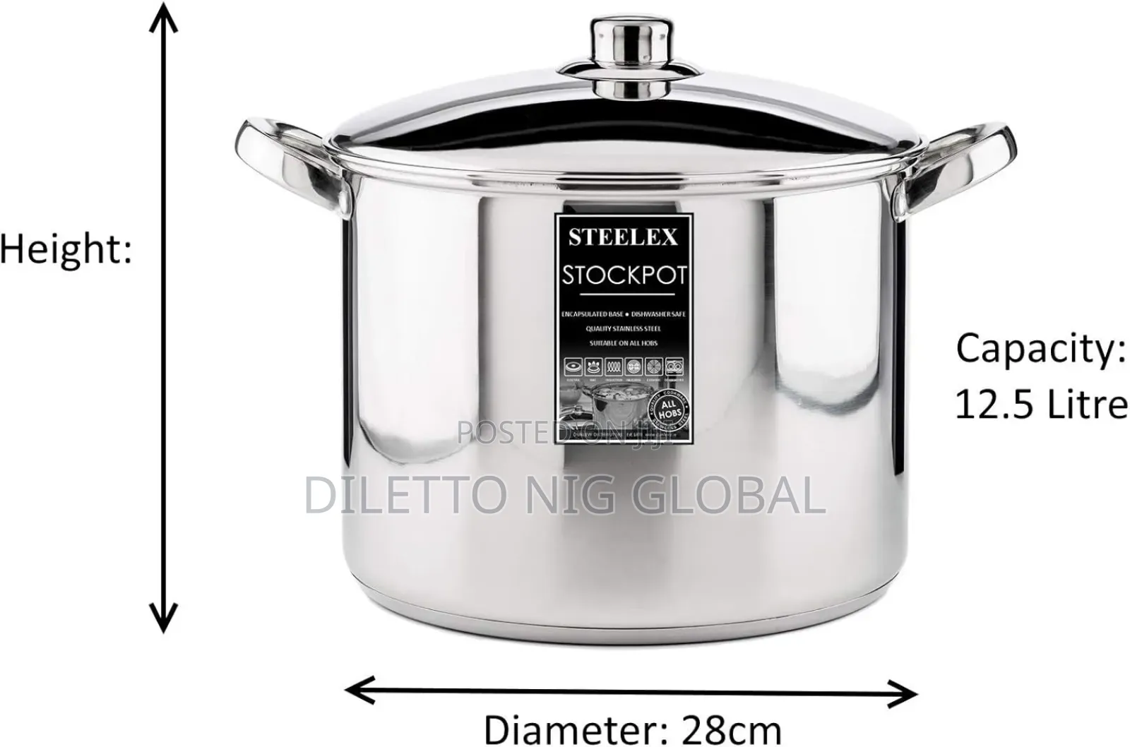Stainless Steel Induction Stock Pot With Lid--Deep Casserole Cooker
