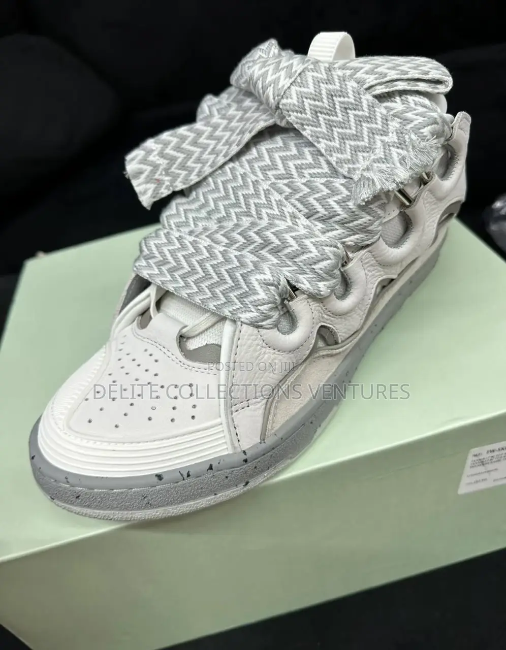 Original Lanvin Curb Leather Sneakers Grey White |Vintednow Available