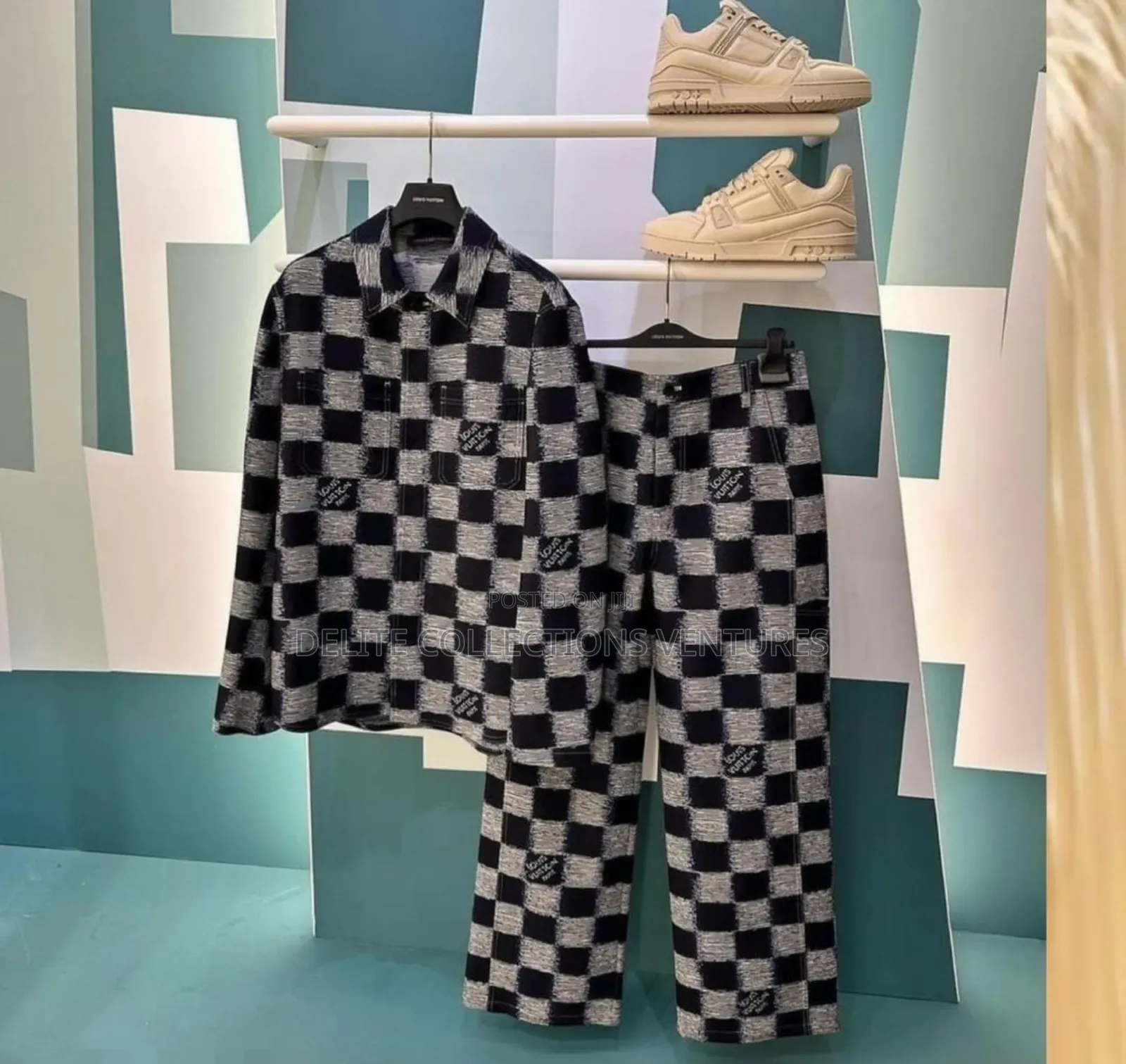 *Flocked Monogram Long Sleeve Louis Vuitton Denim Up and Down
