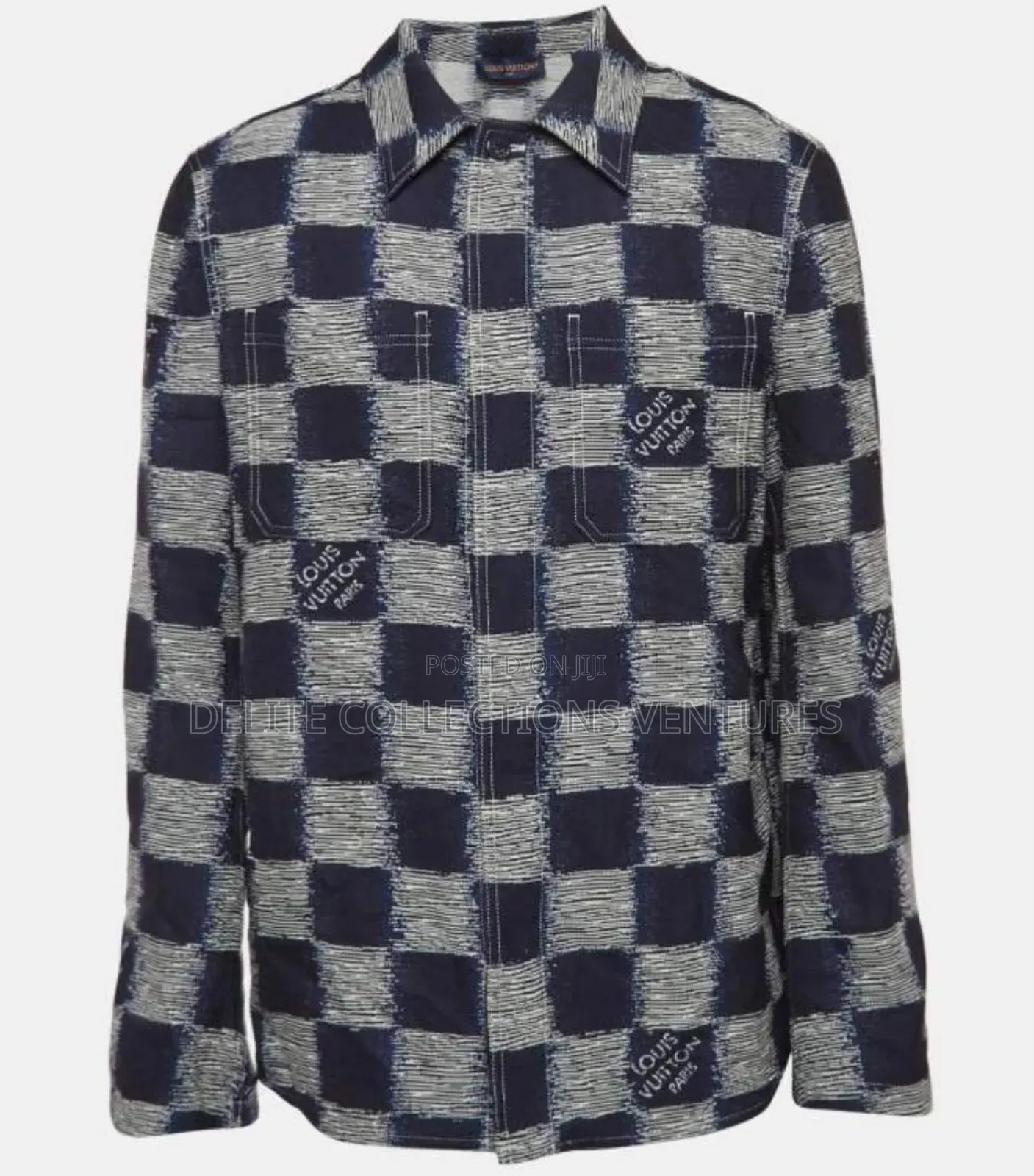 *Flocked Monogram Long Sleeve Louis Vuitton Denim Up and Down