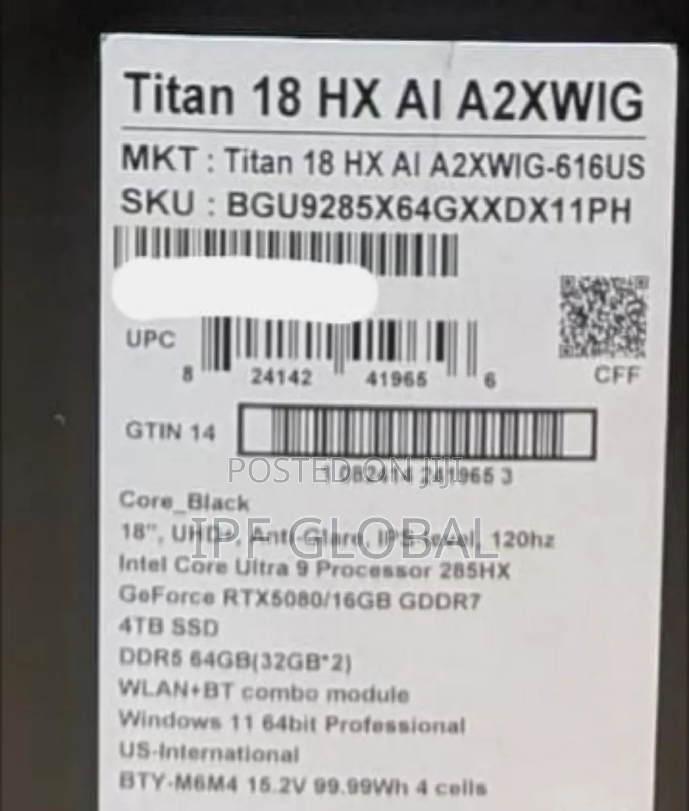 New Laptop MSI 64GB Intel Core Ultra 9 SSD 4T