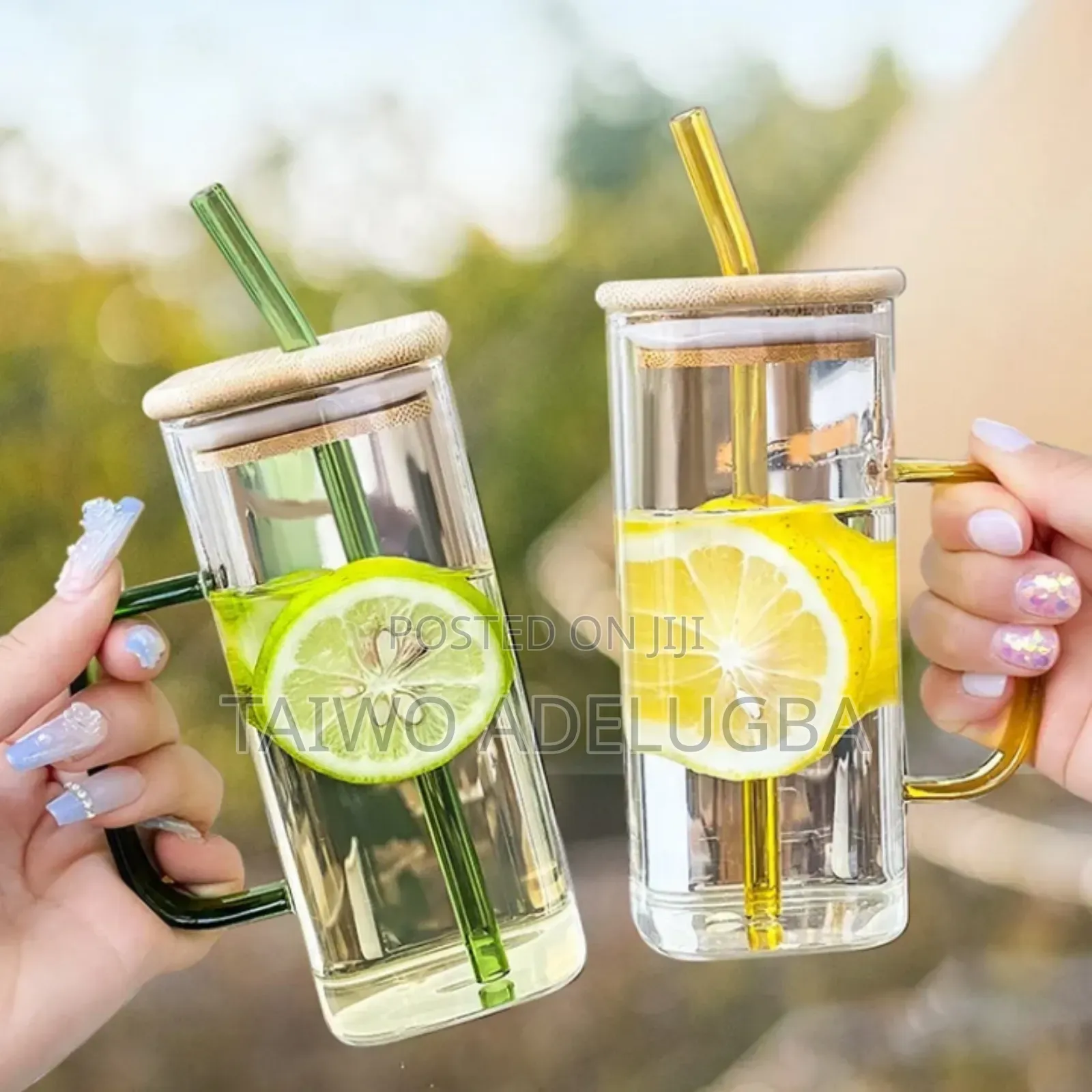 Glass Cup With Straw and Wooden 4000