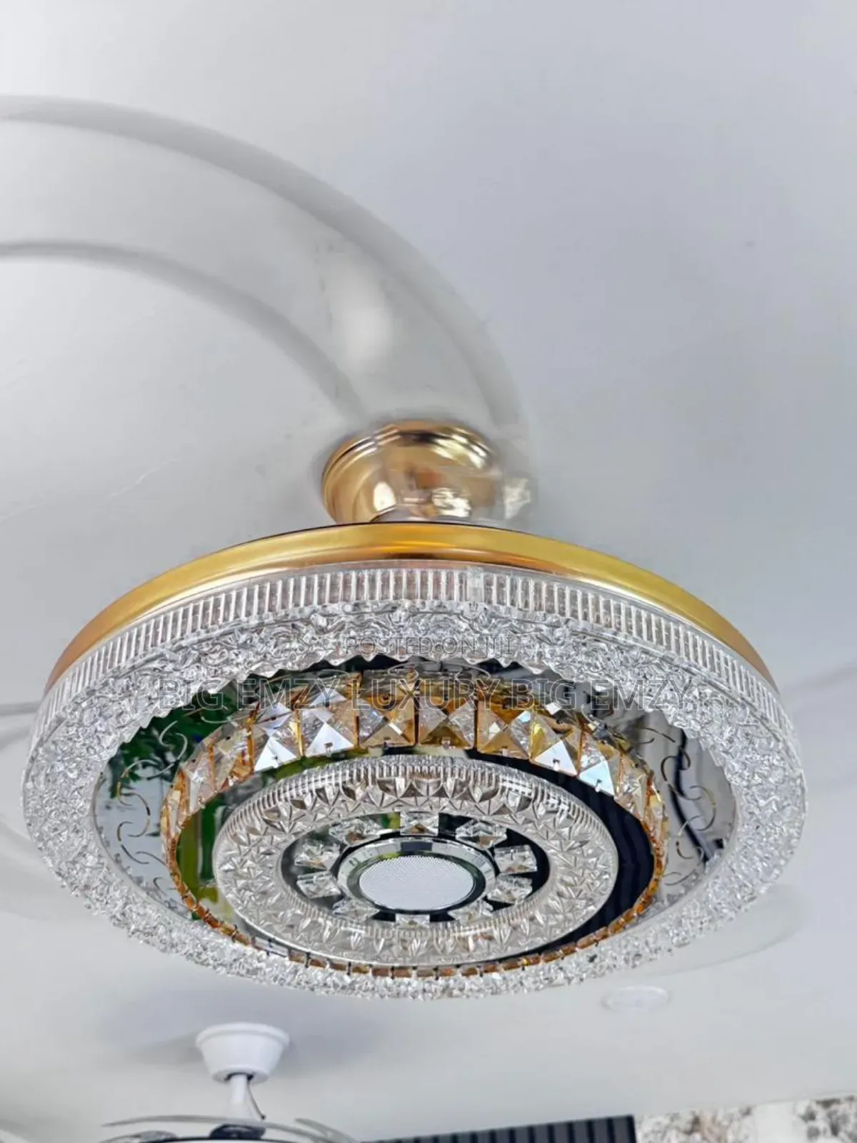White and Gold Body Modern Fan Chandelier Lights