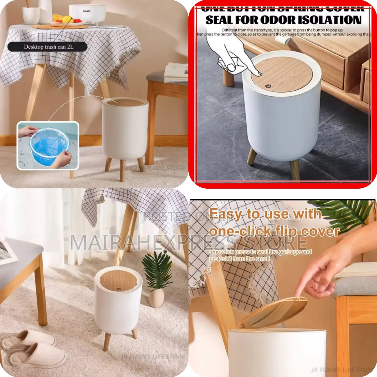 Press Cover Wooden Waste Bin (T361)