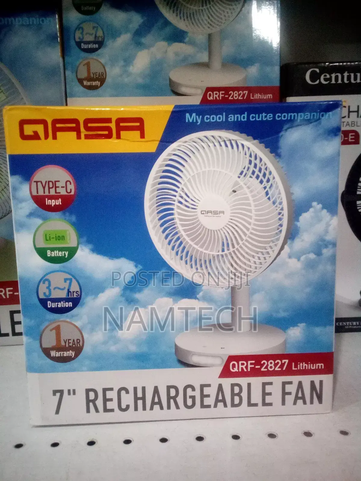 Qasa Rechargeable Table Fan 7" QRF-2827