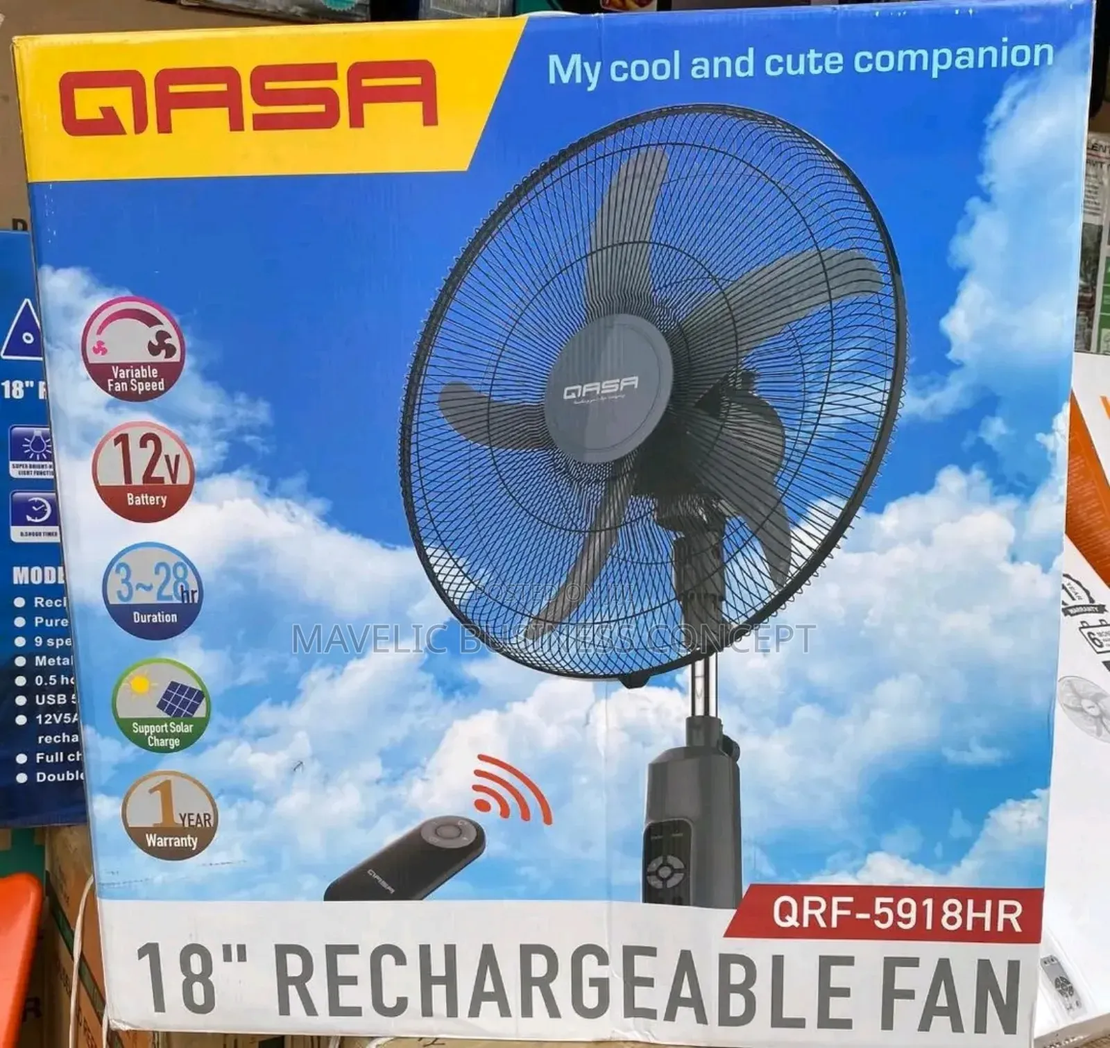 Qasa Rechargeable Fan 18 Inches