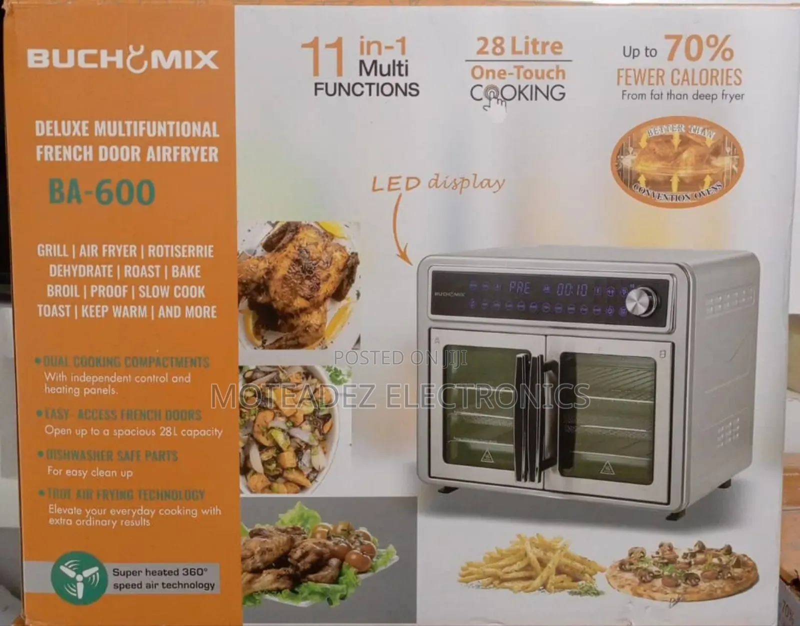 Buchymix 28l (11in1) Double Compartment French Door Air Fryer Oven