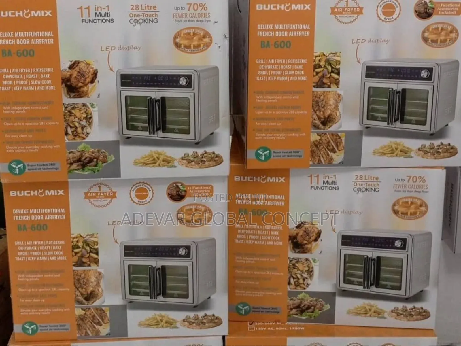 28 Litres Buchymix Deluxe Multifuntional French Door Air Fryer 11 in 1