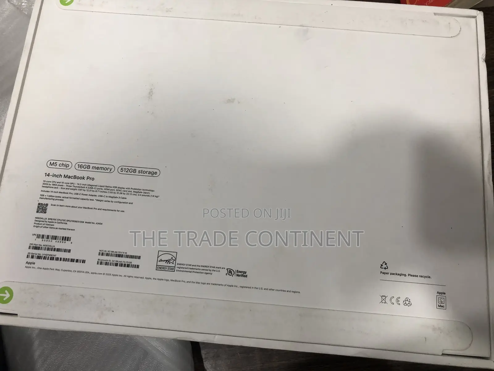 New Apple Macbook Pro 2025 M5 14-Inch 16GB Apple M5 HDD+SSD 512GB