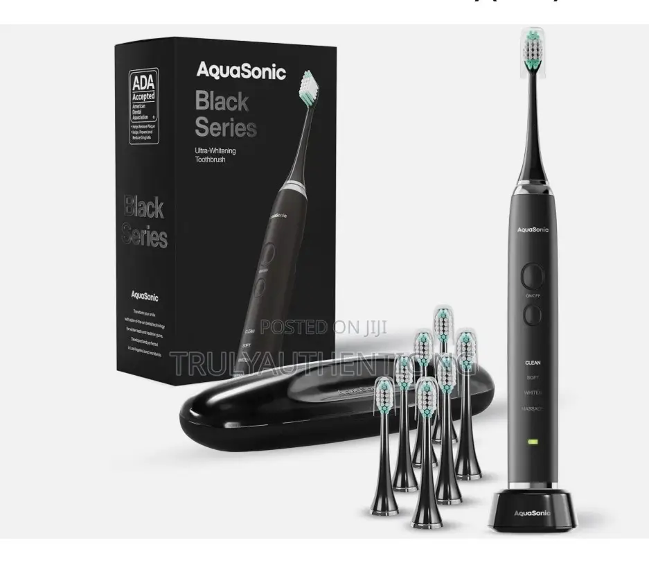 Aquasonic Black Series Ultra Whitening Electric Toothbrush + 8 Brushes