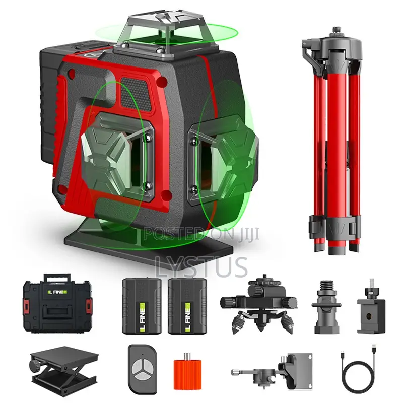 Lfine 4d 16-line Green Laser Level Kit With Tripod And Accessories