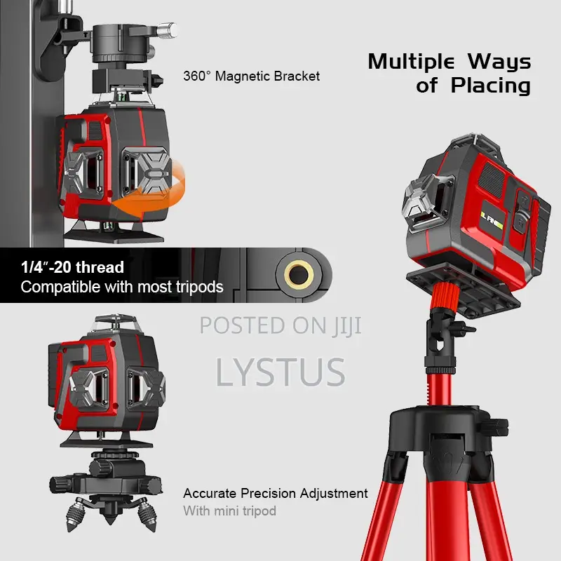 Lfine 4d 16-line Green Laser Level Kit With Tripod And Accessories