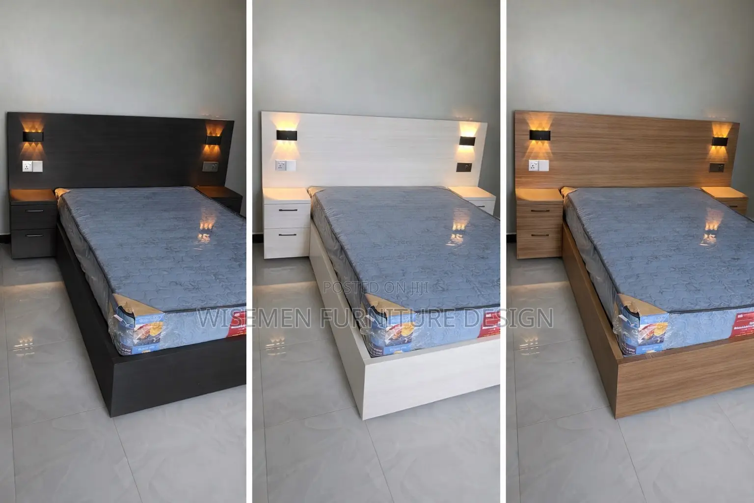 4by6 Bedframe,Integrated Lighting, and Nightstands.