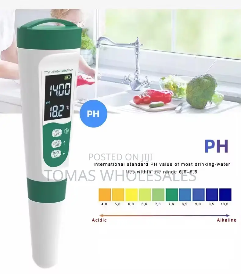 5-in-1 Digital Water Quality Meter: Ph, Ec, Tds, Salt, Temp.Tester
