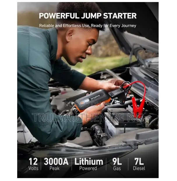 Premium Car Battery Jump Starter - Flash Light - Power Bank -3000a