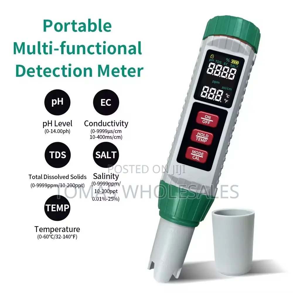 5-in-1 Digital Water Quality Meter: Ph, Ec, Tds, Salt, Temp.Tester