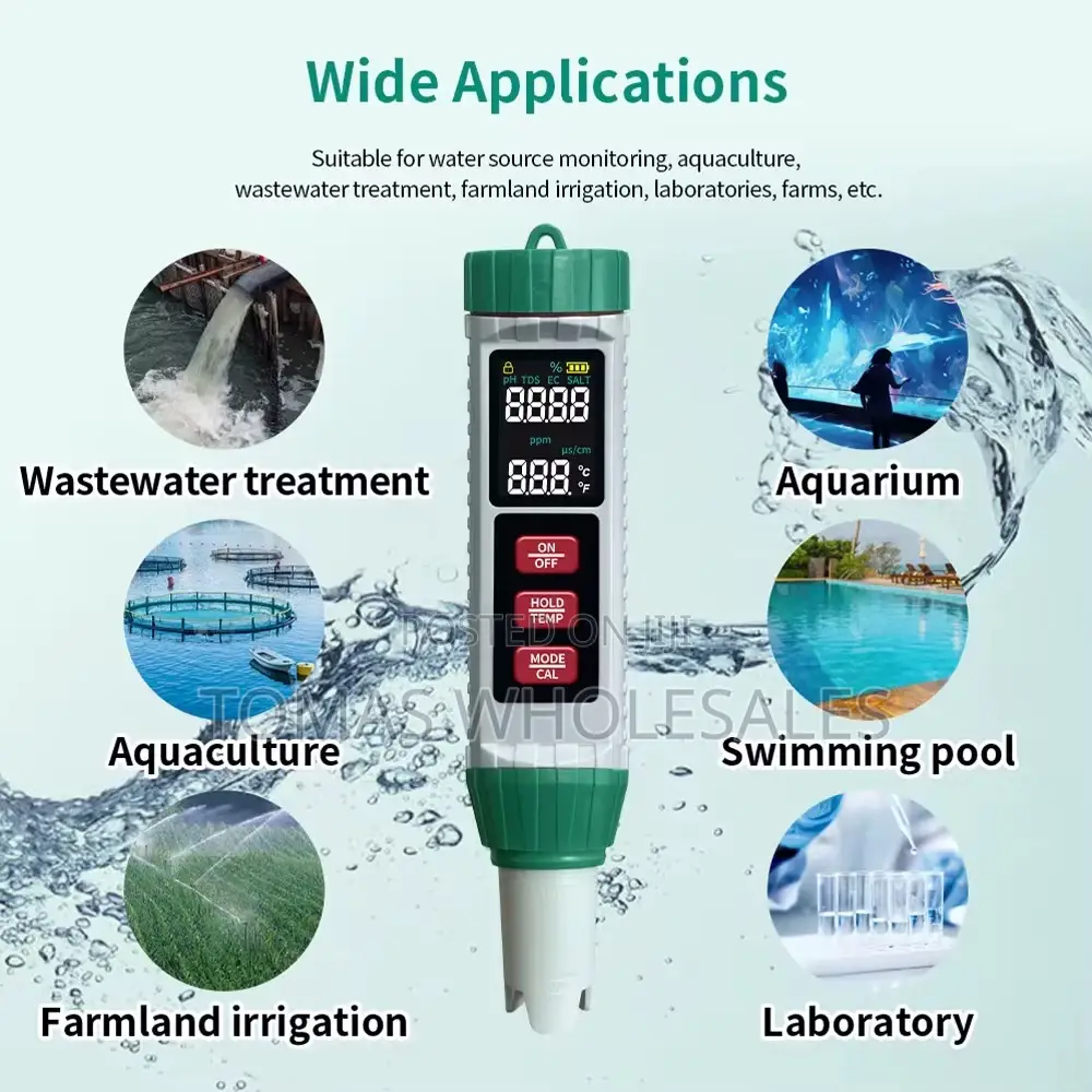 5-in-1 Digital Water Quality Meter: Ph, Ec, Tds, Salt, Temp.Tester