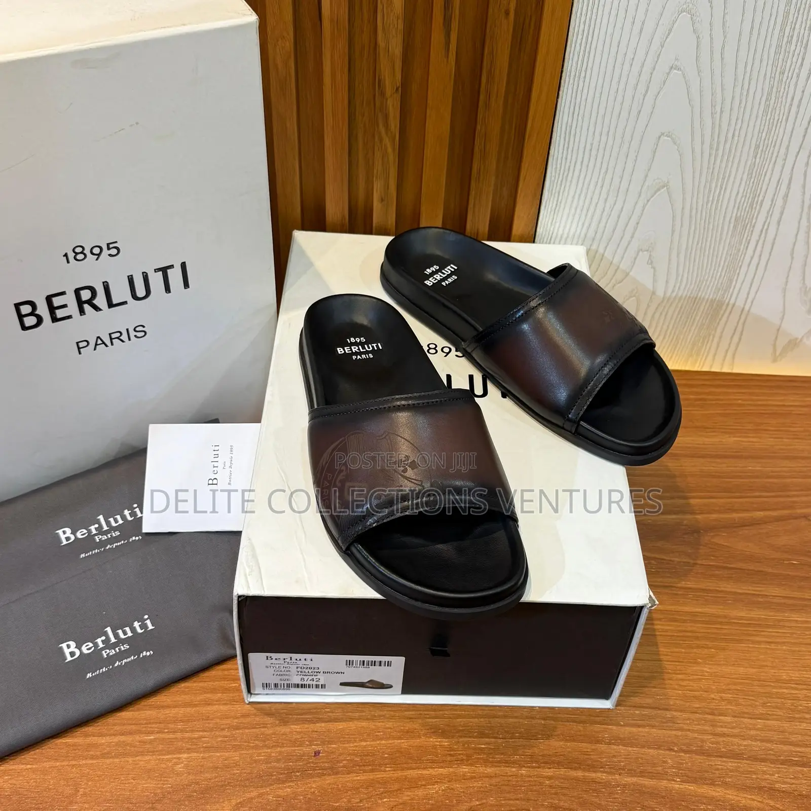 *Berluti Shadow Cover Leather Sandal in Blue Brown Now Available