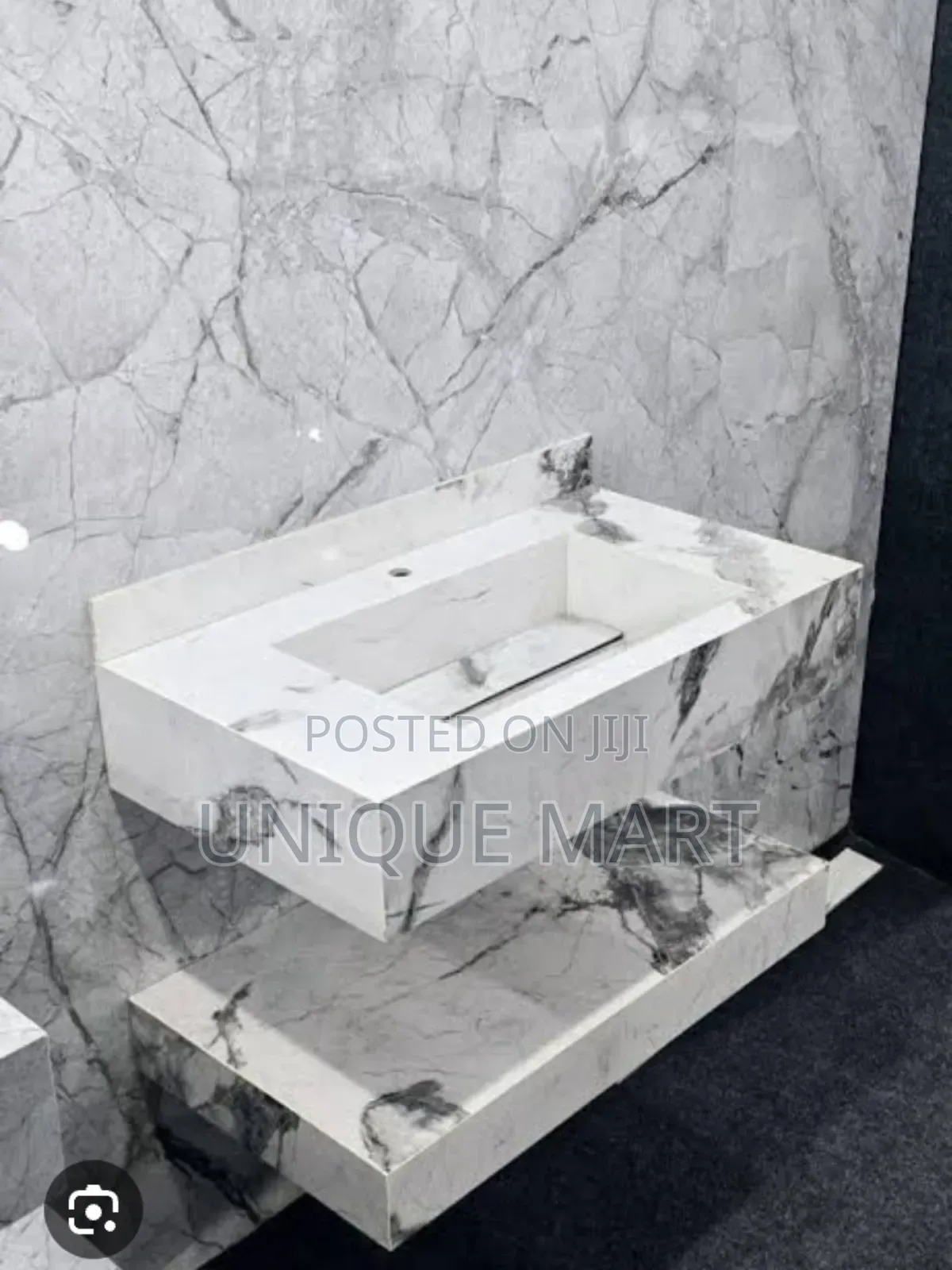 Crafted Marble Wall-Mounted Floating Bathroom Vanity and Sink Unit