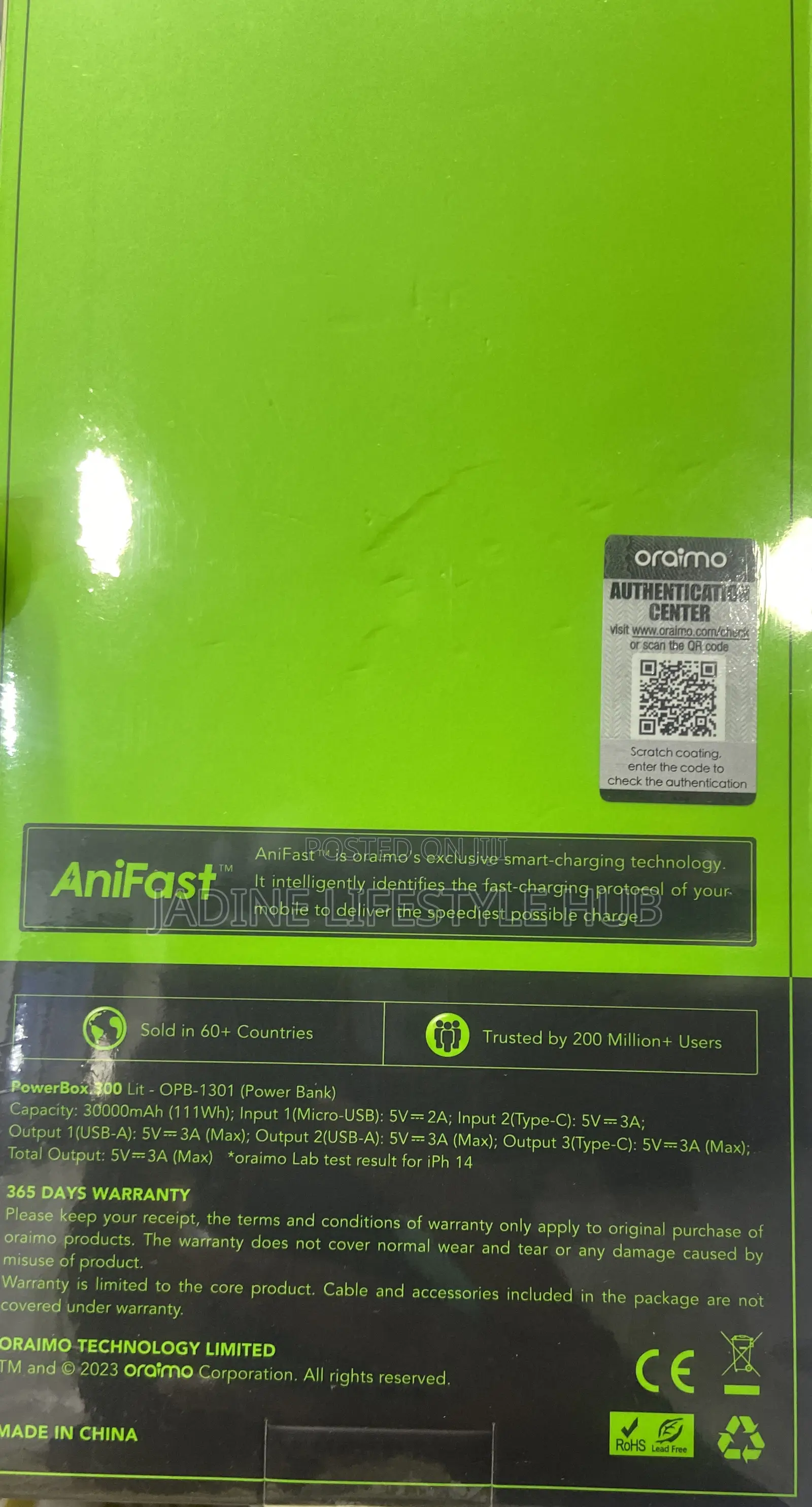 30000 Mah Oraimo 15w Fast Charge Powerbank