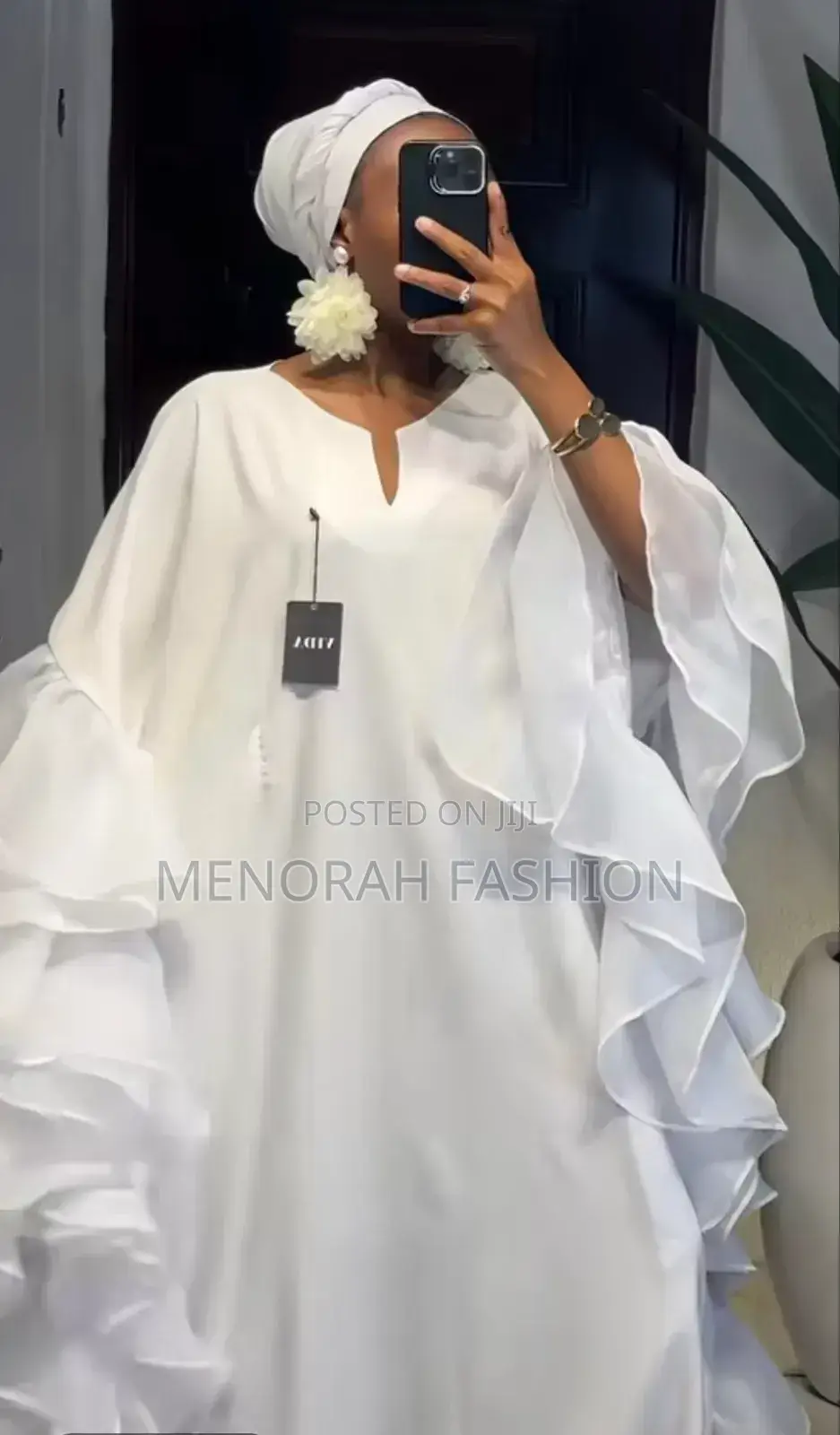 Luxury White, Wine, Blue Silk Dress With Double Organza Ruffles