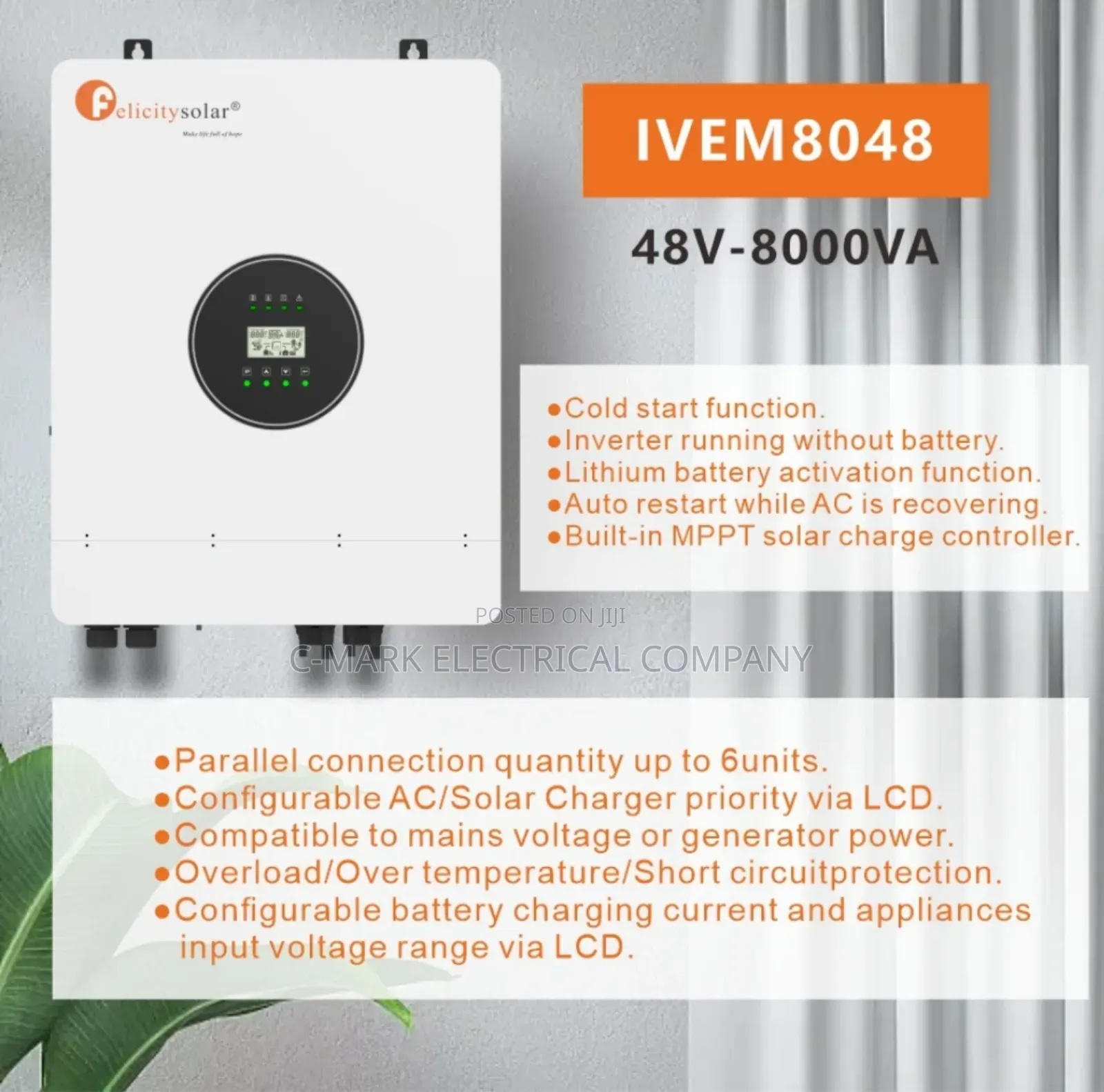 Felicity Solar Inverter Off-Grid 3kva,6kva,8kva,10kva,12kva Buit in Mp