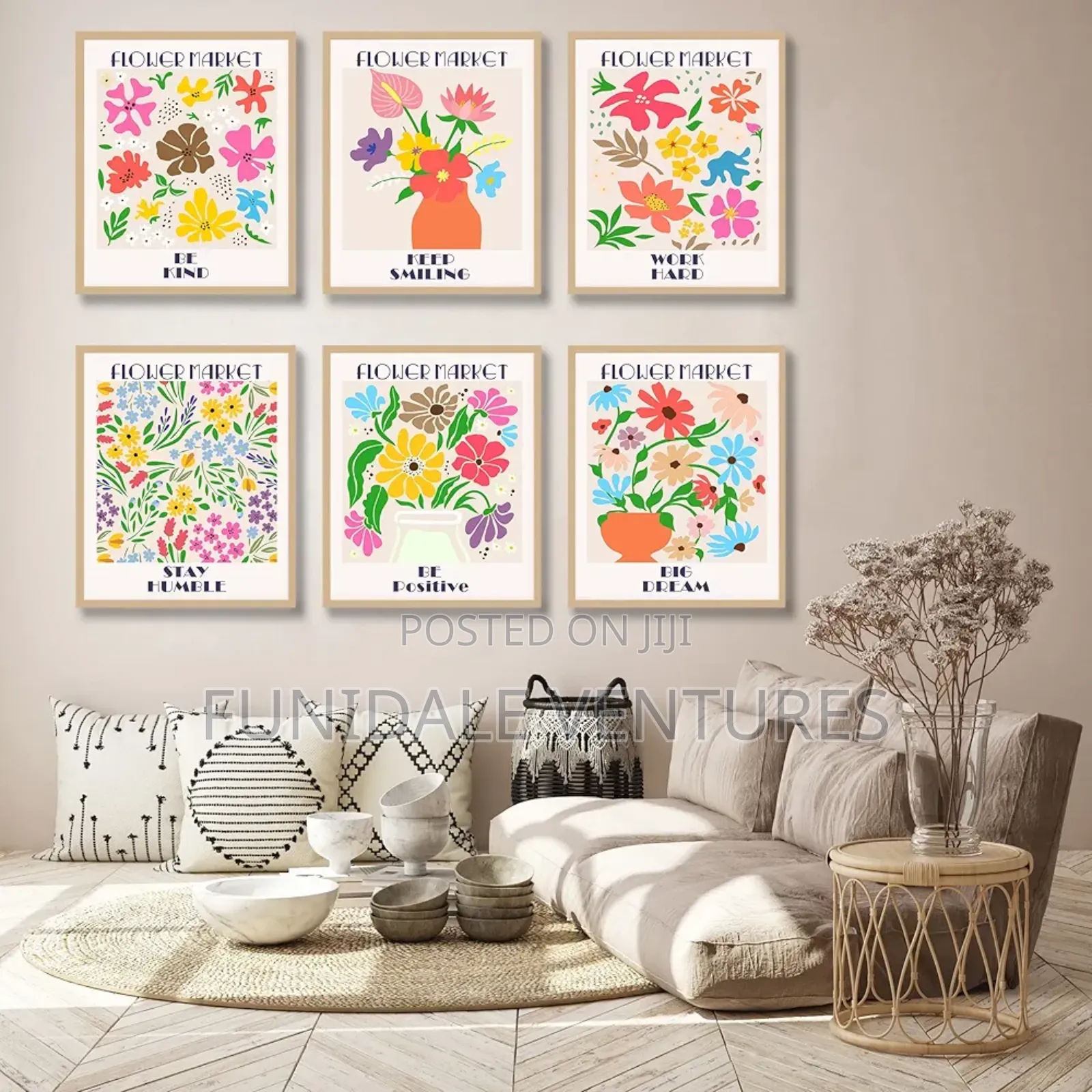 Flower Market Wall Art Prints Set Of 6 Canvas Wall Art 8"X10" Unframed