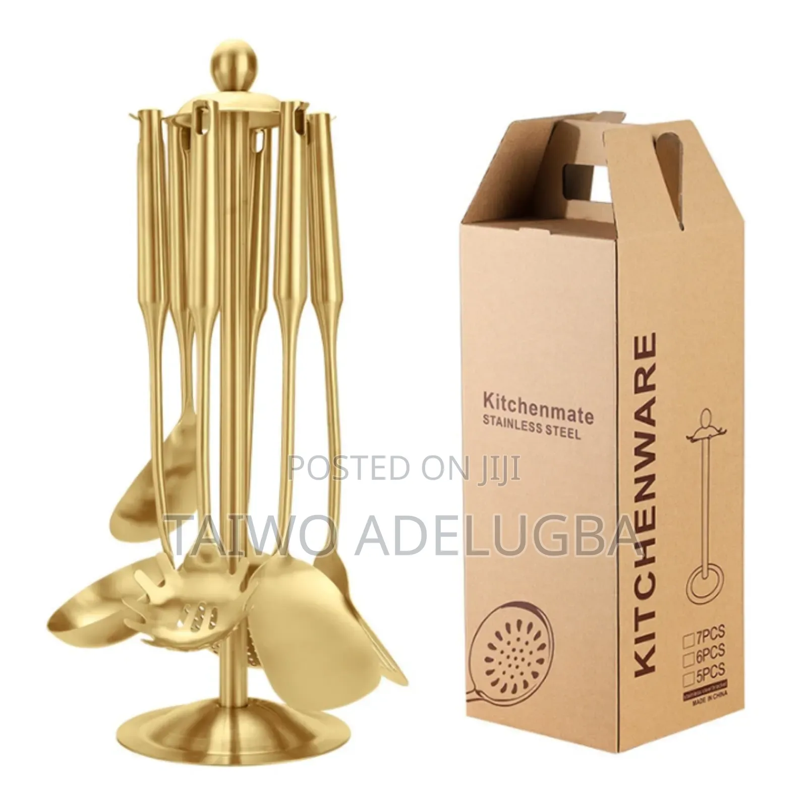 Quality 7psc 304 Stainless Steel Golden Cooking Spoon Set