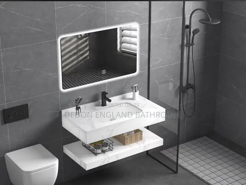 60 Cm Suspended Marble Cabinet With Led Mirror