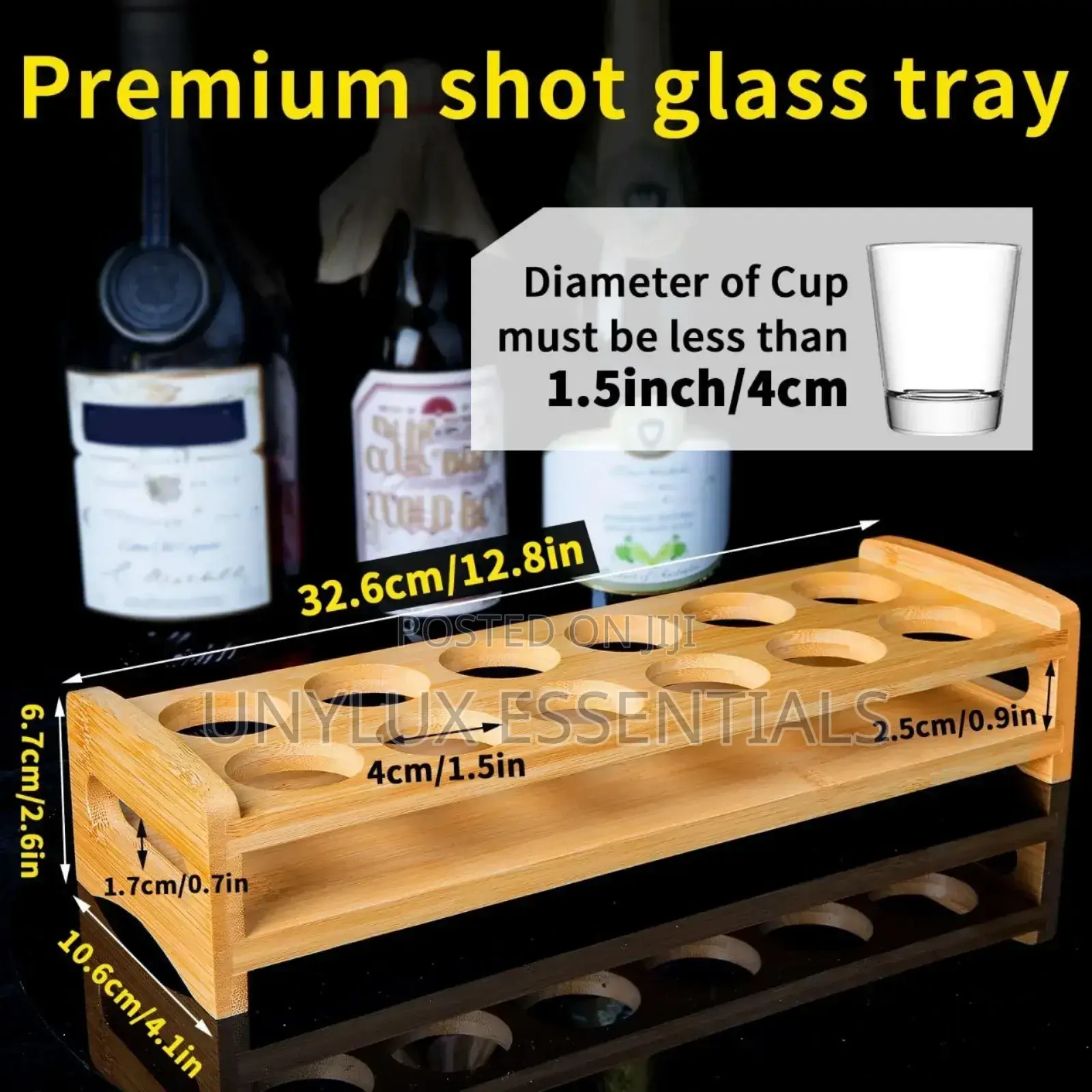 12 Hole Tequila Rack With Glass Cups