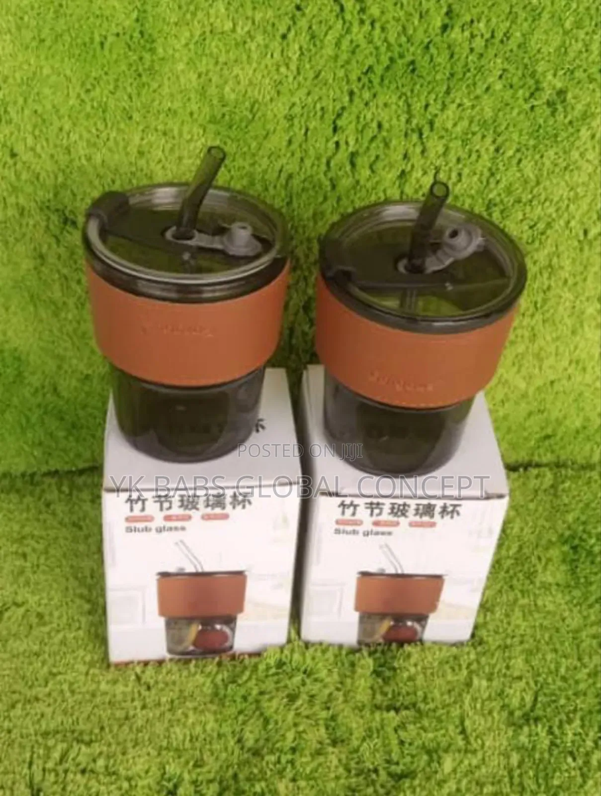 Leathered Covered Glass Juice Cup With Straw Moq 20 Pics