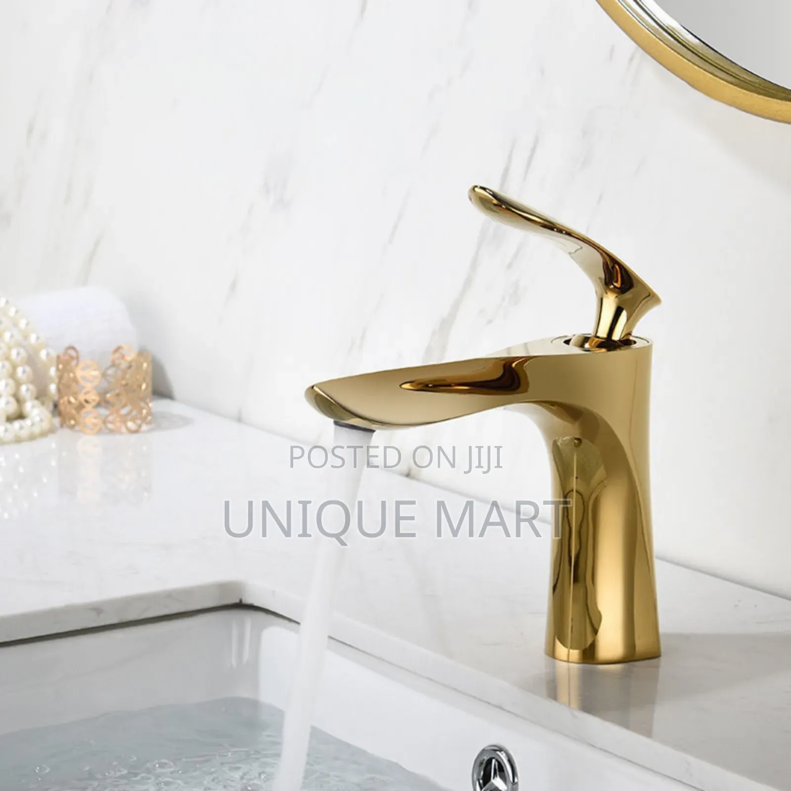 This Is a Gold-Finished, Single-Handle Basin Mixer Tap.