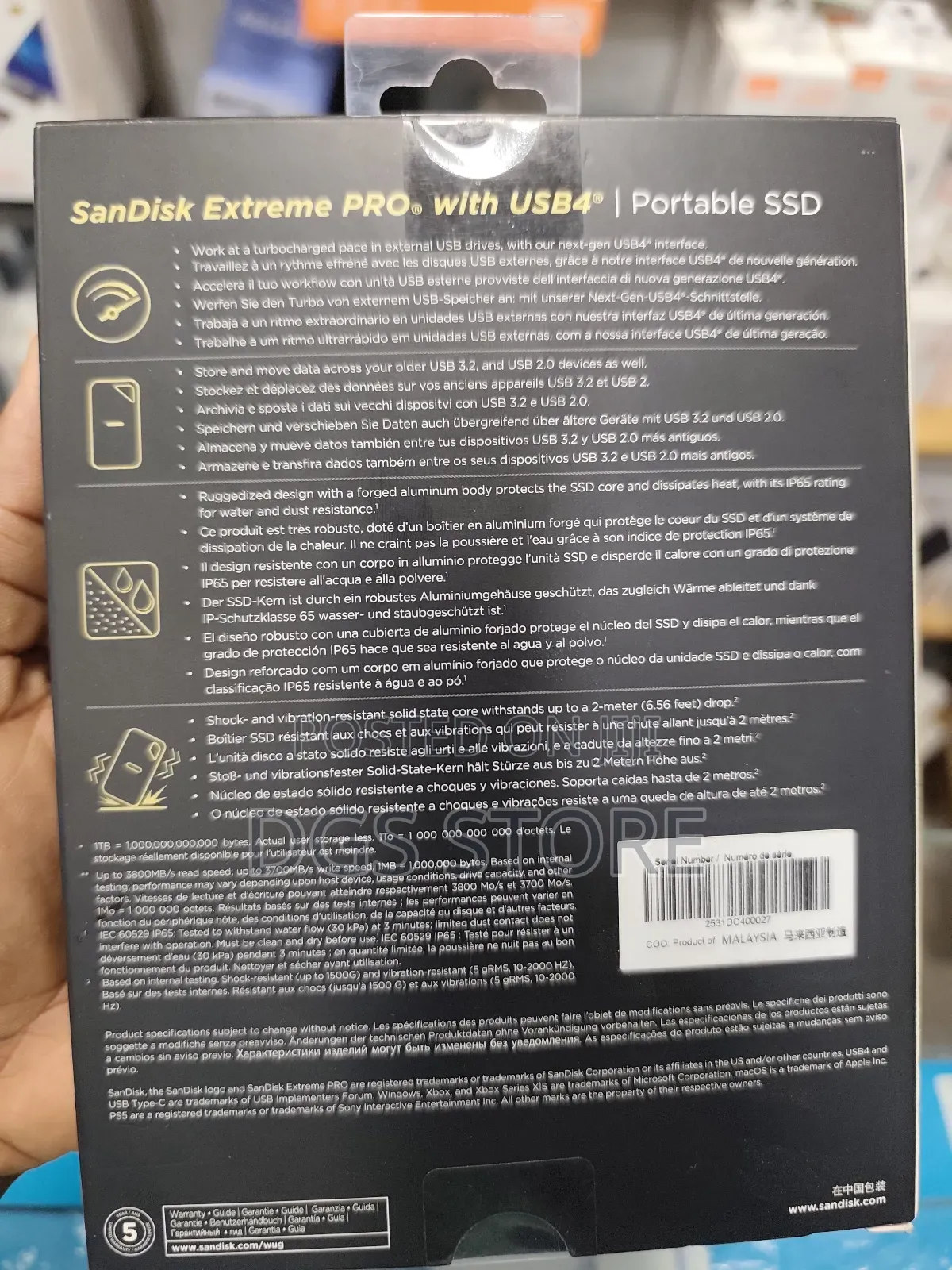 Sandisk Extreme Pro With USB 4 Portable SSD 4tb 3800mbs