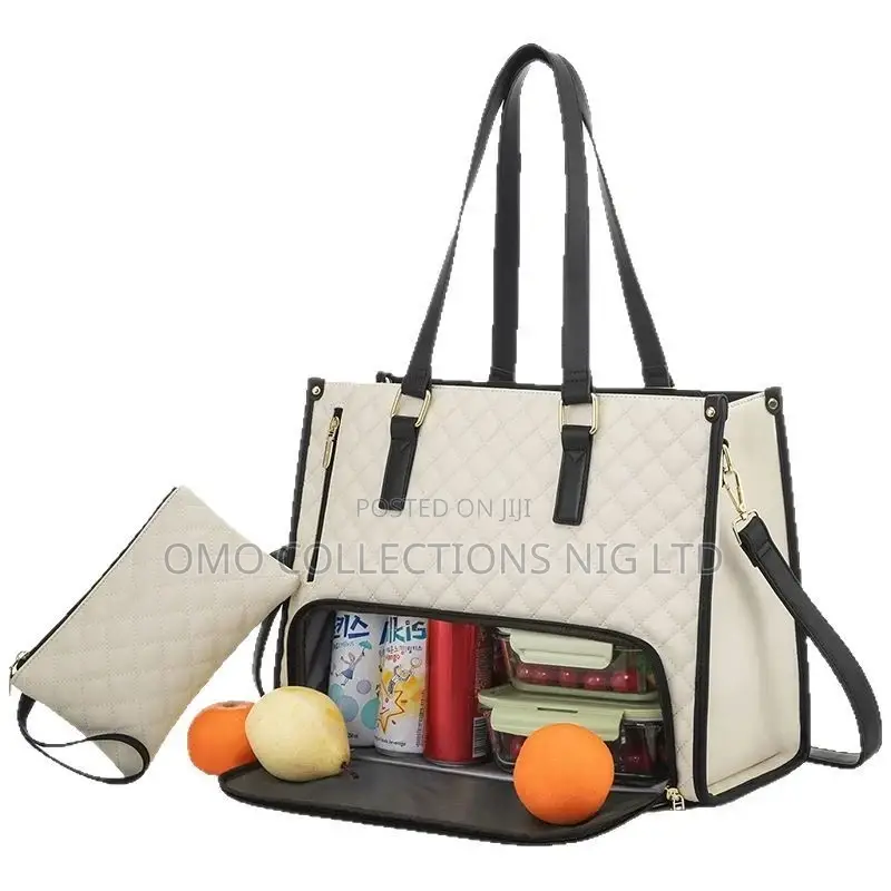 Quality Leather Tote Bag With Insulated Lunch Space and Matching Purse