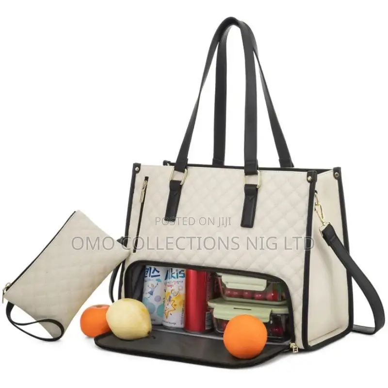 Quality Leather Tote Bag With Insulated Lunch Space and Matching Purse