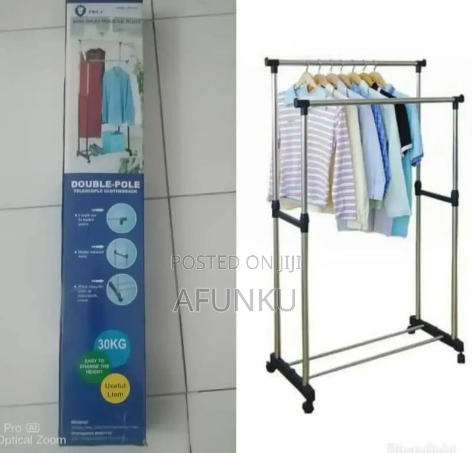 Double Pole 
Metal Clothes Rack With Hanging Hooks